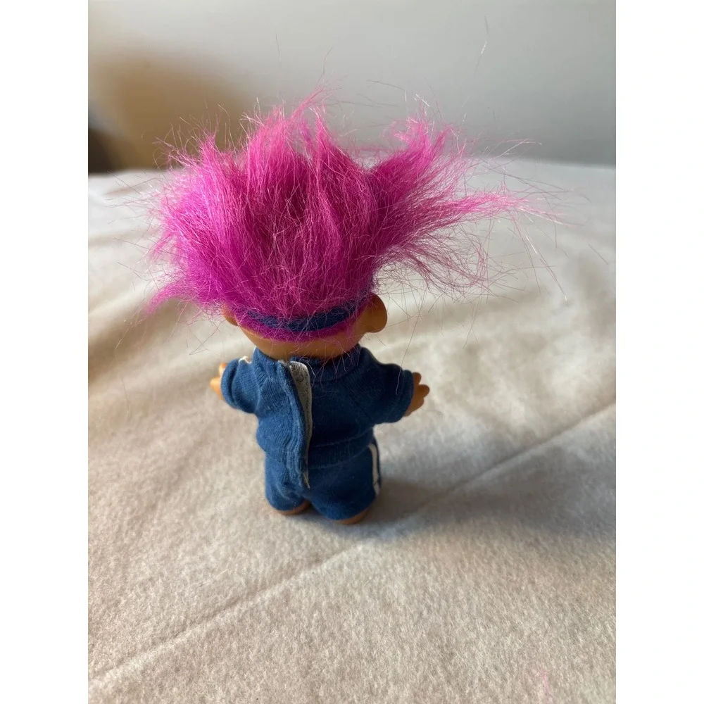 Russ Troll Doll #1 Coach Blue‎ Uniform Pink Hair Vintage Collectible